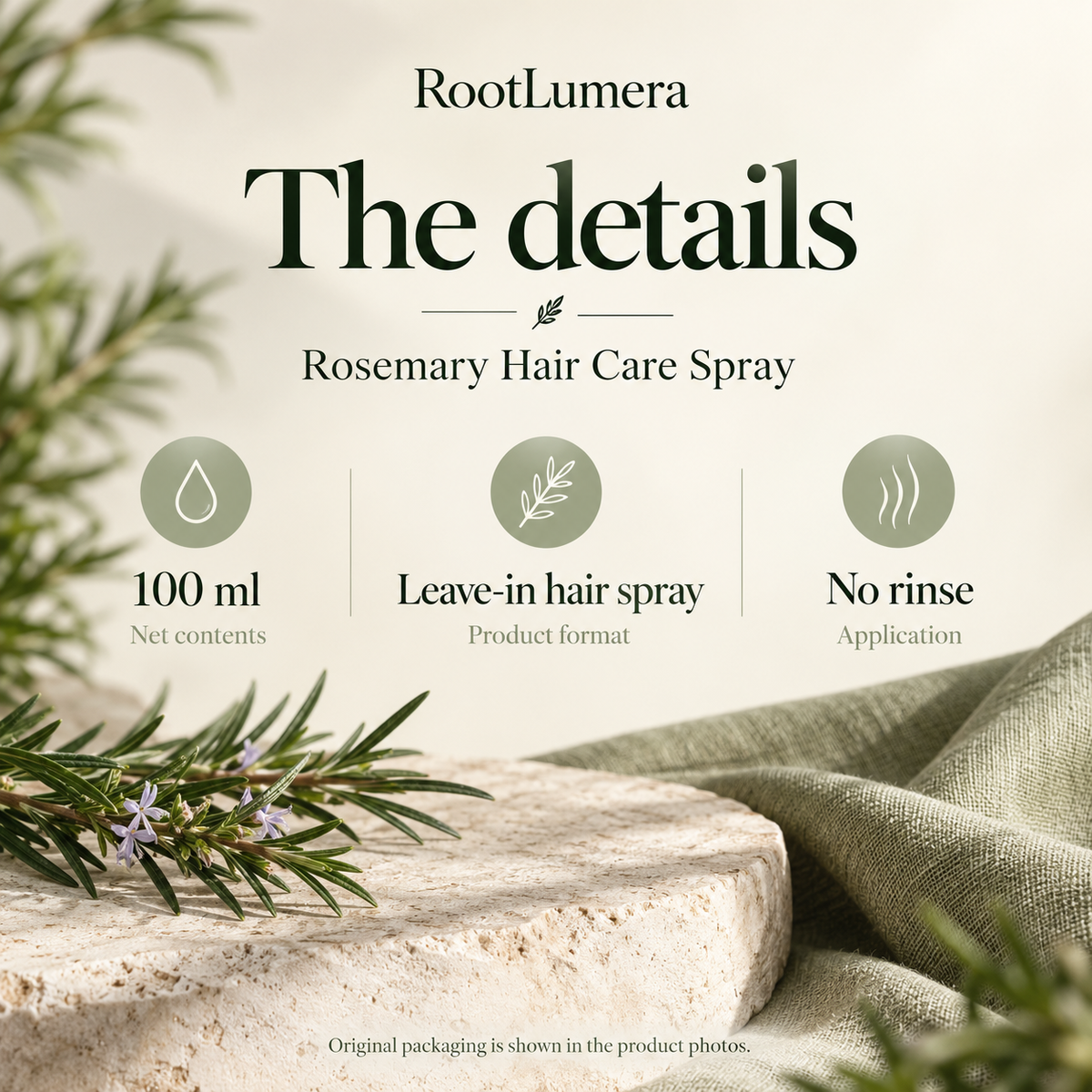 Rosemary Hair Care Spray — 100 ml — specifications
