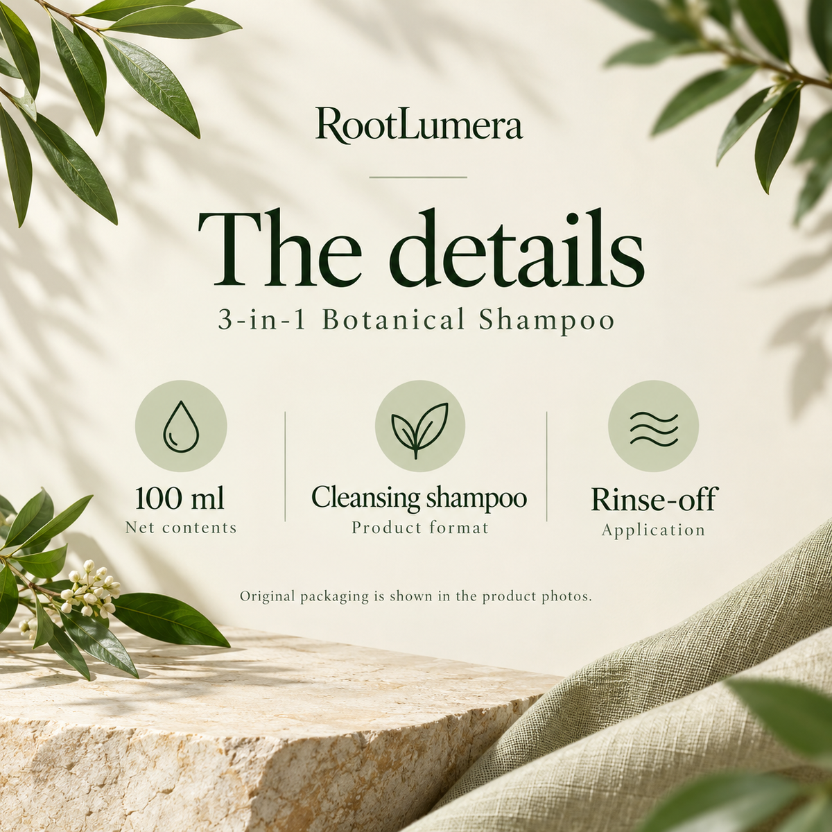 3-in-1 Botanical Shampoo — 100 ml — specifications