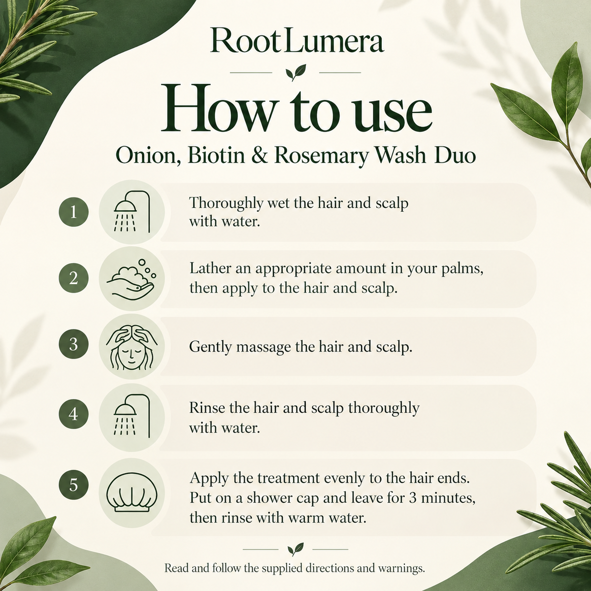 Onion, Biotin & Rosemary Wash Duo — 200 ml — how to use
