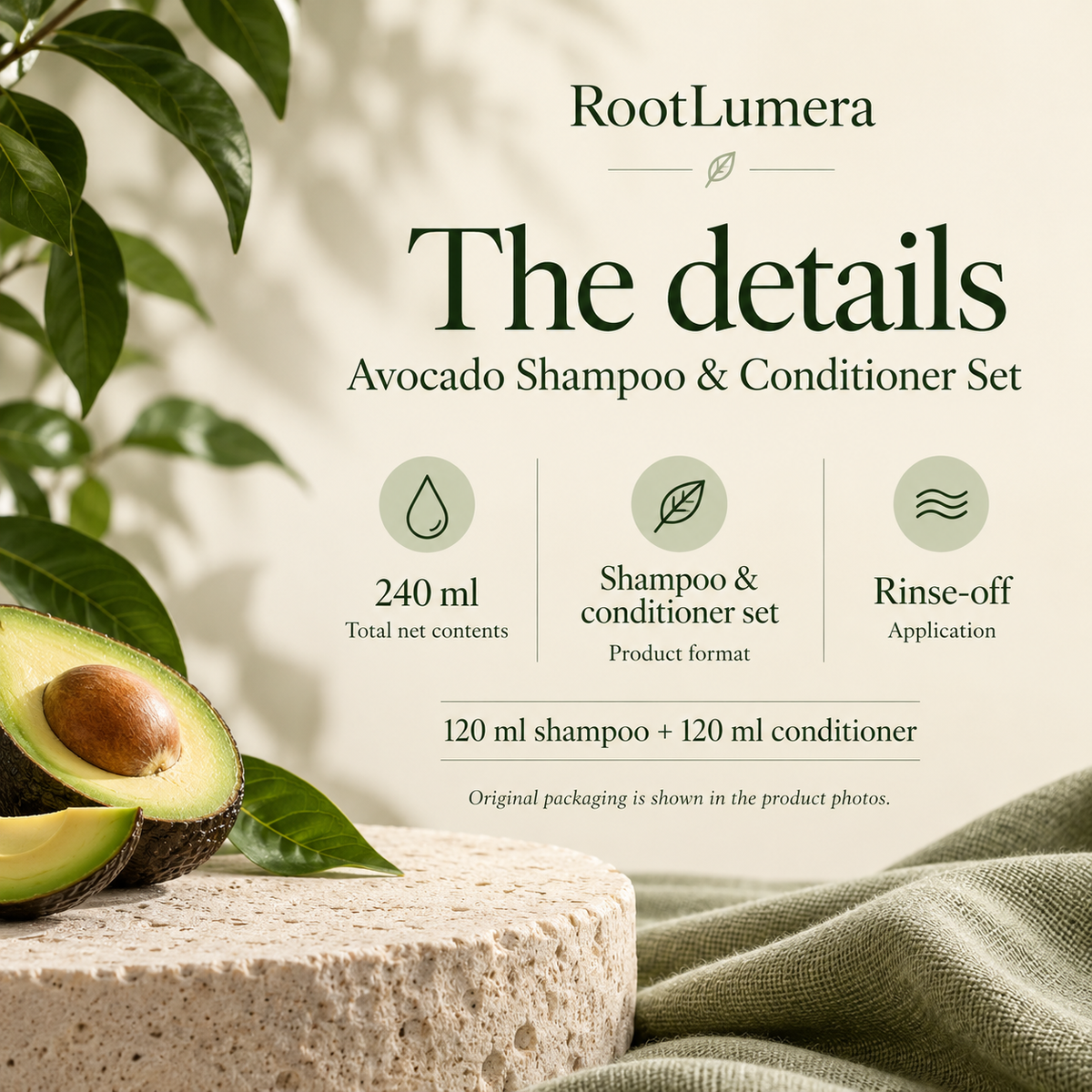Avocado Shampoo & Conditioner Set — 240 ml — specifications
