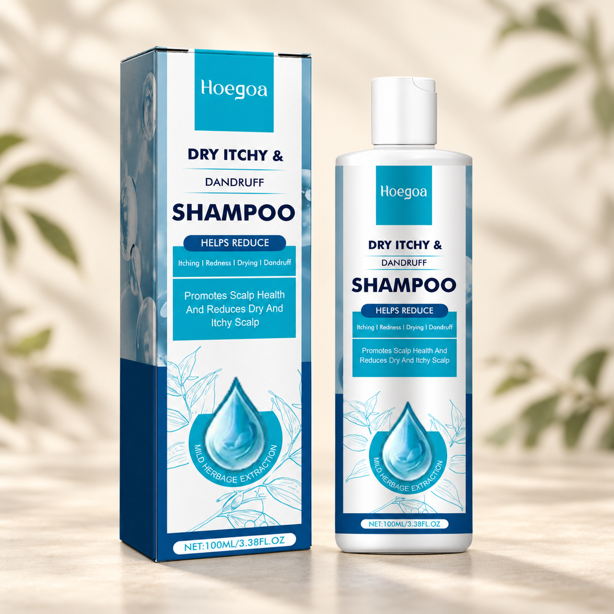 Botanical Scalp Cleansing Shampoo — 100 ml — product packaging on a botanical tabletop