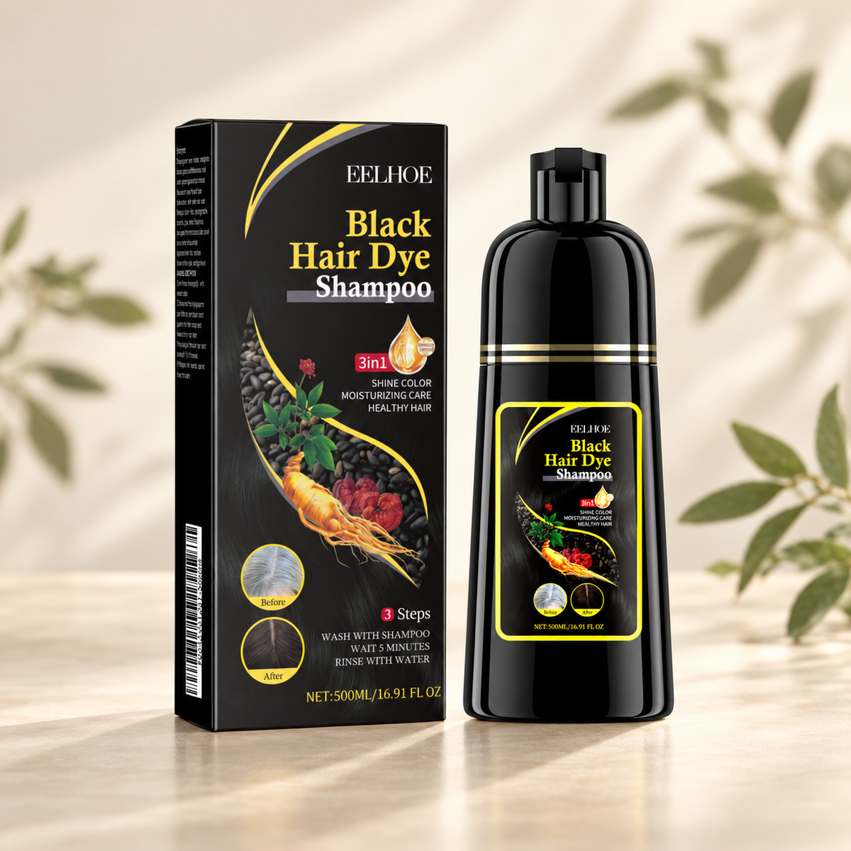 Black Hair Color Shampoo — 500 ml — main