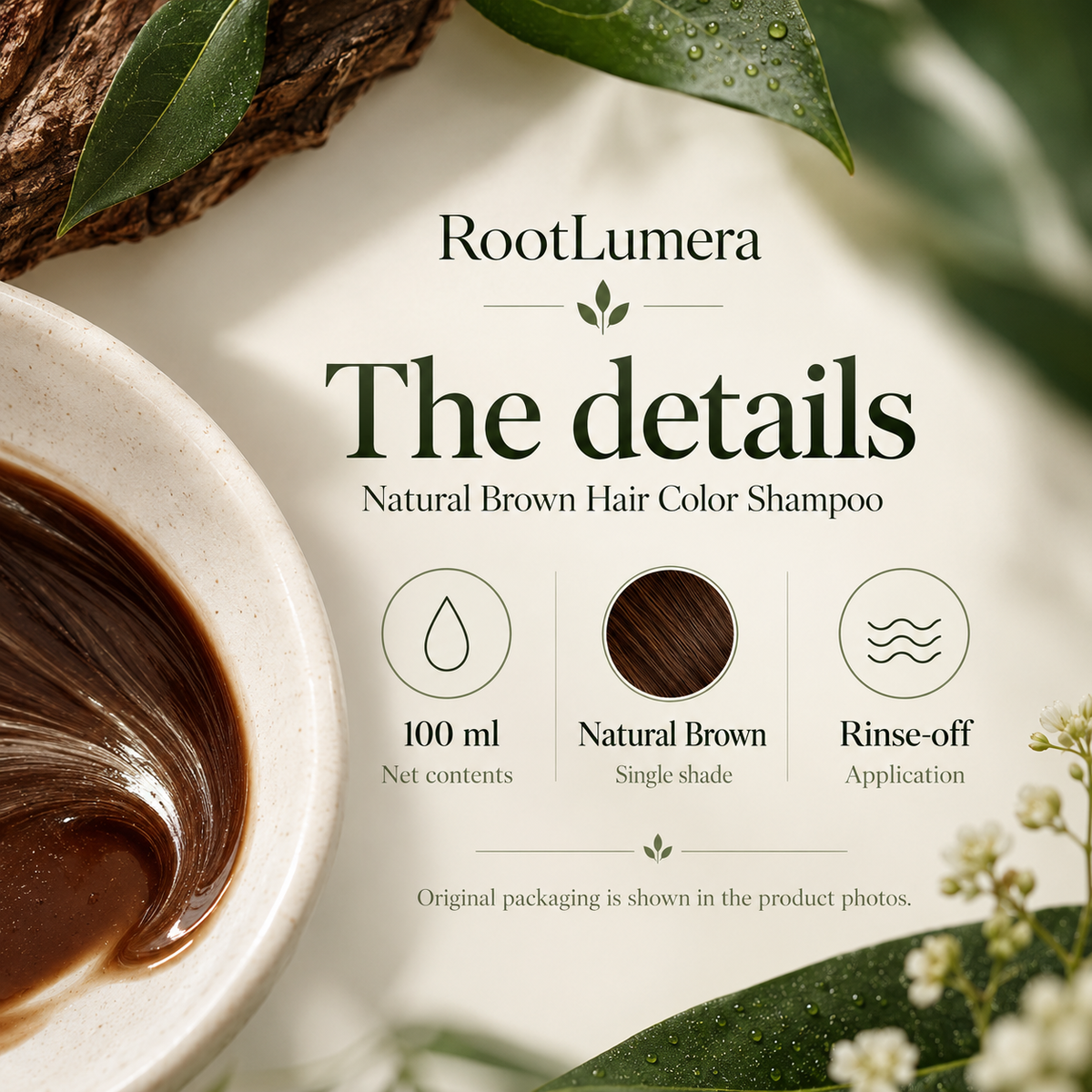 Natural Brown Hair Color Shampoo — 100 ml — specifications