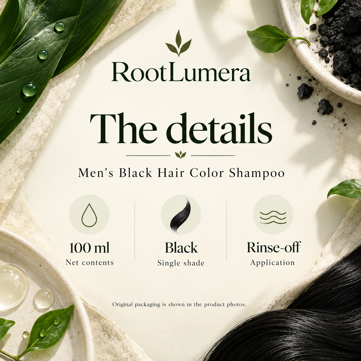 Men's Black Hair Color Shampoo — 100 ml — specifications