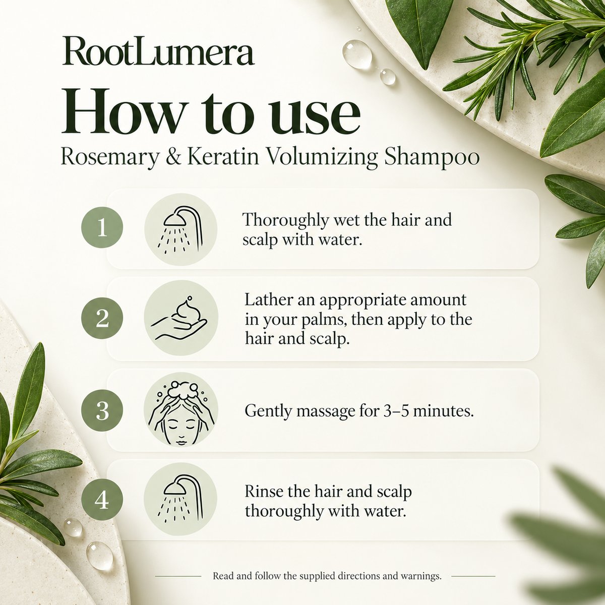 Rosemary & Keratin Volumizing Shampoo — 220 ml — how to use