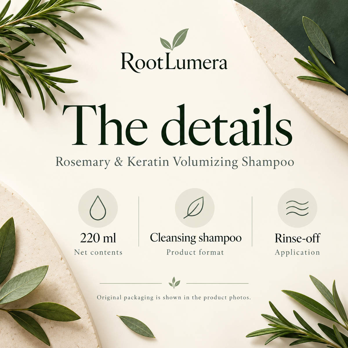 Rosemary & Keratin Volumizing Shampoo — 220 ml — specifications