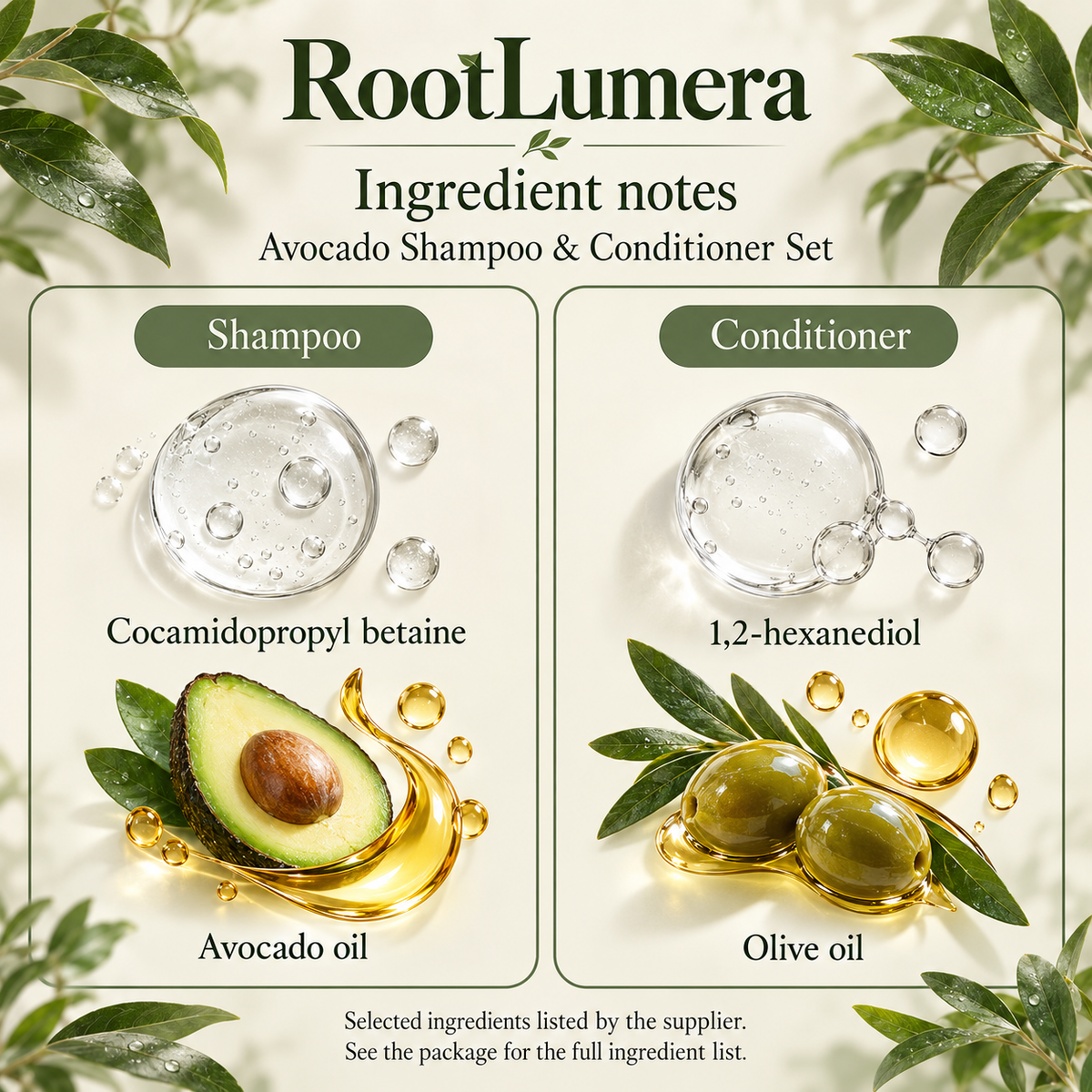 Avocado Shampoo & Conditioner Set — 240 ml — ingredients